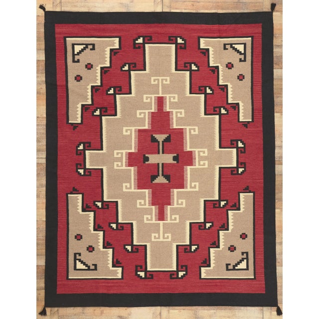 Southwest Modern Red Ganado Navajo-Style Rug - 09'01 X 11'09 For Sale - Image 9 of 9