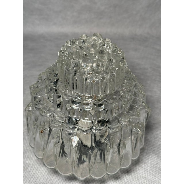 Mid-Century Modern Textured Ice Glass Flush Mount, 1970s For Sale - Image 3 of 9