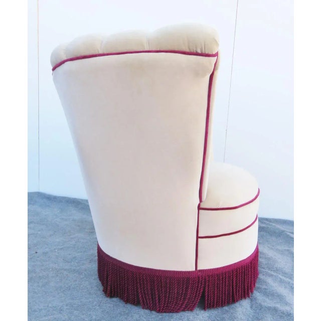 Textile Mid 20th Century Hollywood Regency Mohair Tufted Club Chair For Sale - Image 7 of 8