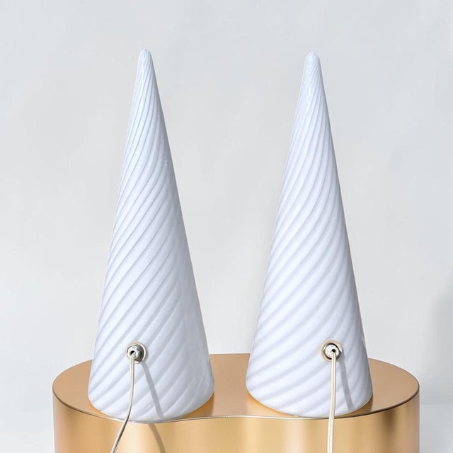 1970s Mid-Century Murano Glass Table Lamps - Hand Blown - Vetri Murano - a Pair For Sale - Image 5 of 9
