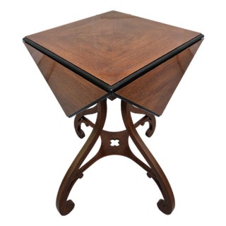 Baker Furniture Square Georgian Mahogany Drop Leaf Table -Side Table For Sale