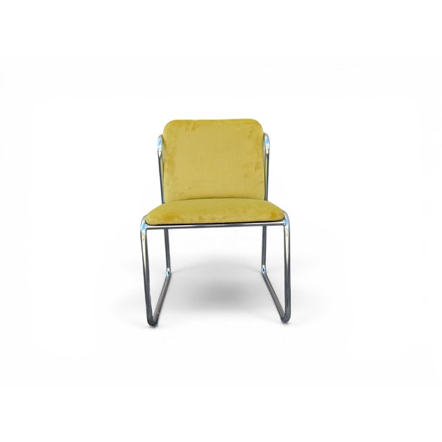 1970s Vintage Steel Chairs with Yellow Velvet, 1970s, Set of 8 For Sale - Image 5 of 18