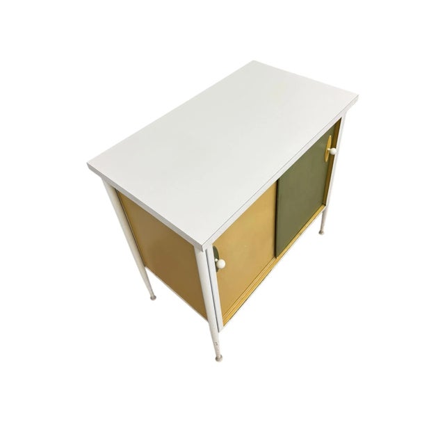 Mustard Vintage Mid Century Modern Record Cabinet or Credenza in Style of George Nelson For Sale - Image 8 of 10