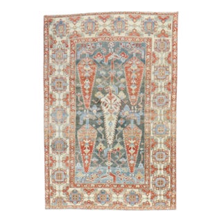 Antique Zabihi Collection Dramatic Accent Size Persian Bakhtiari Rug - 4'7" x 6'5" For Sale