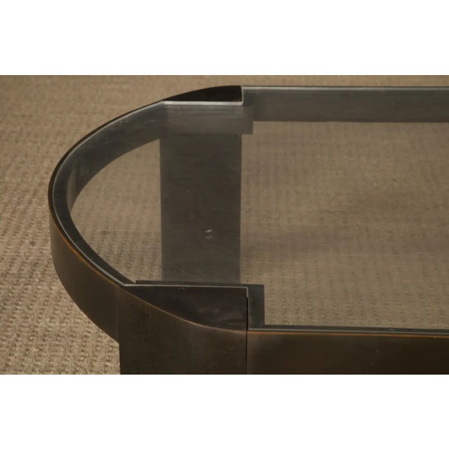 Karl Springer 'Banker' Coffee Table in Patinated Bronze and Lucite, 1970s For Sale - Image 12 of 17