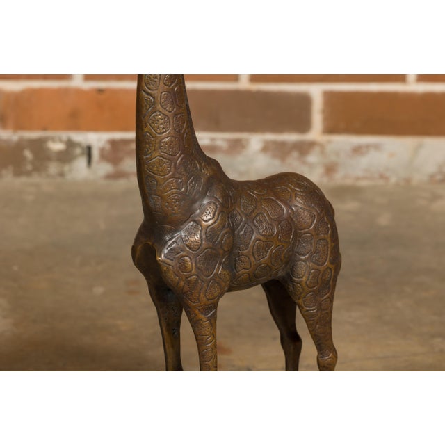 Pair of Small Bronze Midcentury Giraffe Sculptures, American Art For Sale - Image 4 of 12