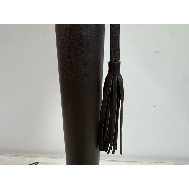 Leather and Parchment Floor Lamp by Charlotte Wawer, 1960s For Sale - Image 16 of 18