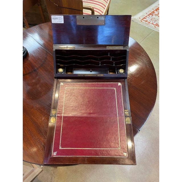 Vintage Burlwood Portable Writing Desk With Inlaid Medallion For Sale In New York - Image 6 of 7