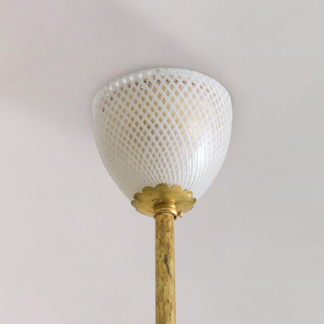 Italian Reticello Murano Glass Chandelier Attributed to Ercole Barovier, 1940s For Sale - Image 12 of 13