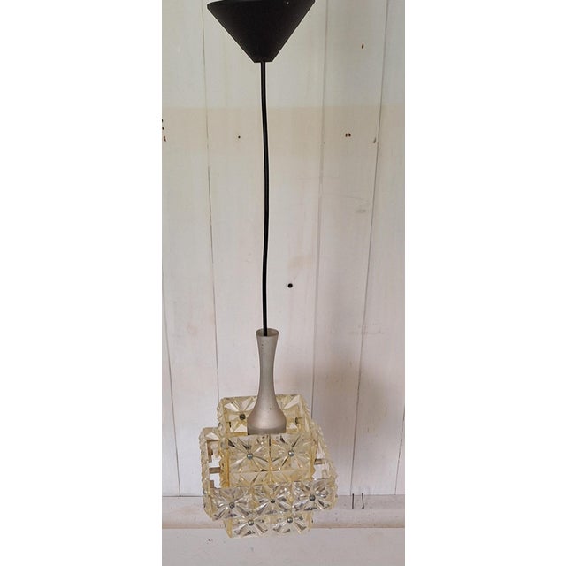 Vintage Hanging Lamp with Clear Square Plastic Prism Shade, 1970s For Sale - Image 4 of 7