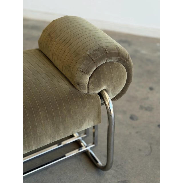 Green 1990s Chrome Tubular Bauhaus Bench For Sale - Image 8 of 18