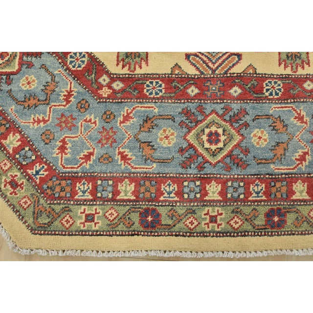 Kazak Rug 6′ X 6′ Beige Wool Tribal Hand-Knotted Oriental Carpet For Sale - Image 10 of 13