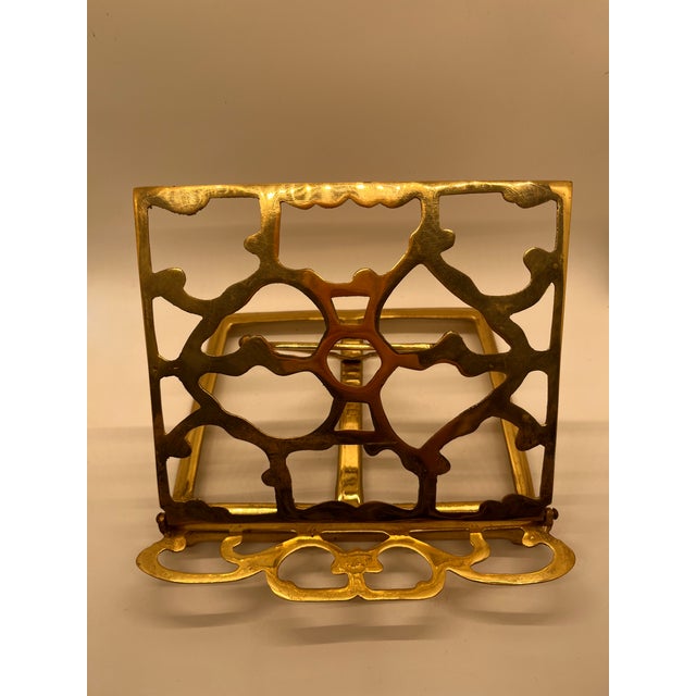 Mid Century Solid Brass Folding Bookstand Footed Adjustable For Sale - Image 11 of 11