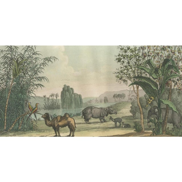 Chinese Landscape with Camel and Rhinoceros and Elephant, 1815, Paper For Sale - Image 4 of 10
