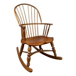 Antique English Ash Spindle-Back Rocking Chair For Sale