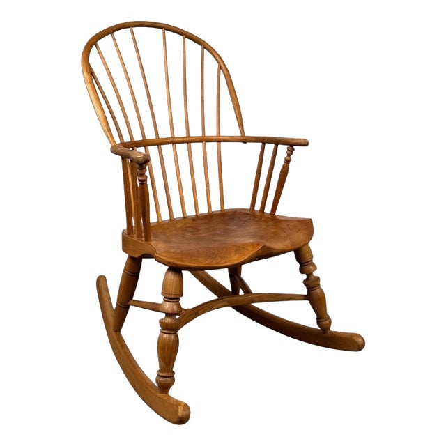 Antique English Ash Spindle-Back Rocking Chair For Sale