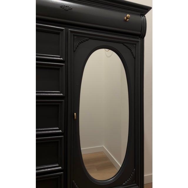 Late 20th Century Lexington Furniture Mansion Collection Vintage Armoire — Restored in Benjamin Moore Wrought Iron For Sale - Image 9 of 10