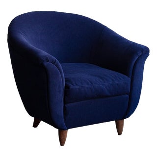 Italian Art Deco Lounge Chair in Fabric For Sale