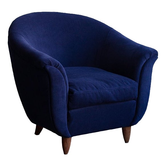 Italian Art Deco Lounge Chair in Fabric For Sale