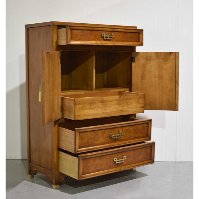Mid 20th Century Mid 20th Century Chinoiserie Burlwood Highboy Mandarin Collection by Henry Link For Sale - Image 5 of 14