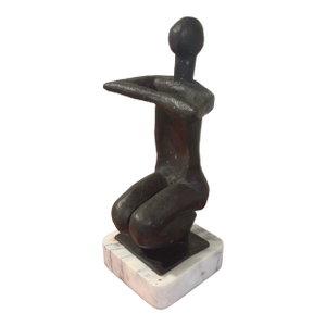 Mid-Century Solid Bronze Figurative Sculpture (14.5” High)