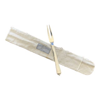 Georg Jensen Sterling Silver Pyramid 2-Tine Cold Meat Serving Fork by Harald Nielsen For Sale