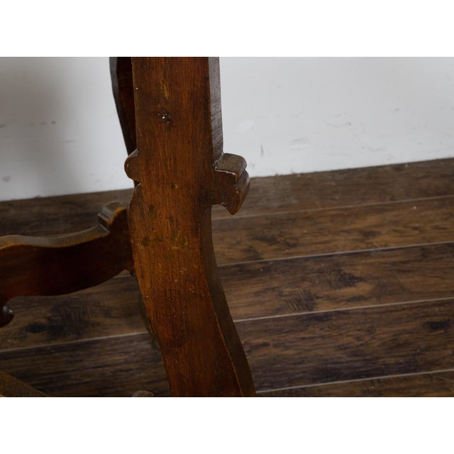 Italian 18th Century Baroque Style Carved Walnut Table with Marquetry Décor For Sale - Image 4 of 12