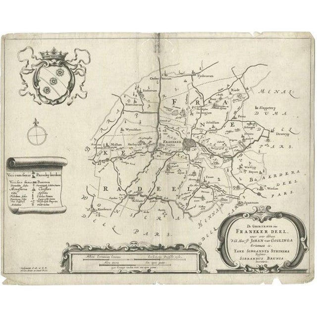 17th Century Antique Map of the Region of Franekeradeel, 1664 For Sale - Image 5 of 5