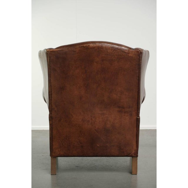 Sheepskin Wing Armchair with Warm Chestnut Color For Sale - Image 4 of 12