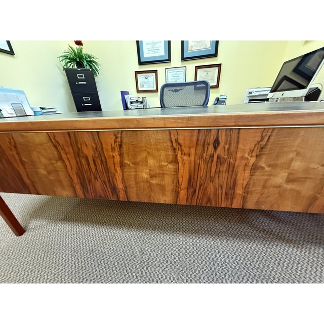 1970s 1970s Rare Mid-Century Modern Brazilian Mahogany Desk & Credenza For Sale - Image 5 of 7