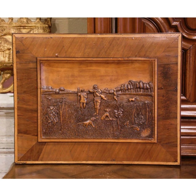 Late 19th Century 19th Century French Black Forest Carved Walnut Hunt Scene Wall Panel For Sale - Image 5 of 11