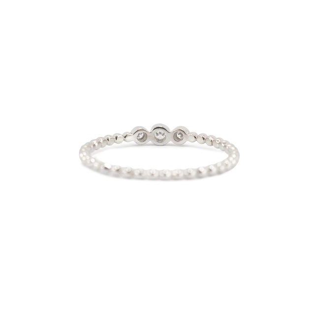 Early 21st Century 14k White Gold 0.03ctw Diamond Bezel Milgrain Beaded Band Ring, Size 7 For Sale - Image 5 of 8