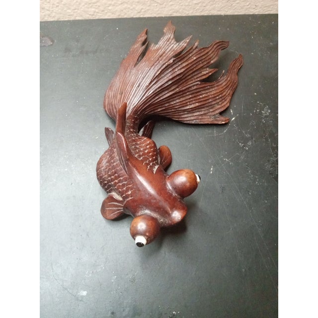 Exquisite Carved Chinese Rosewood Bubble-Eye or Fantail Goldfish Sculpture For Sale In Dallas - Image 6 of 6