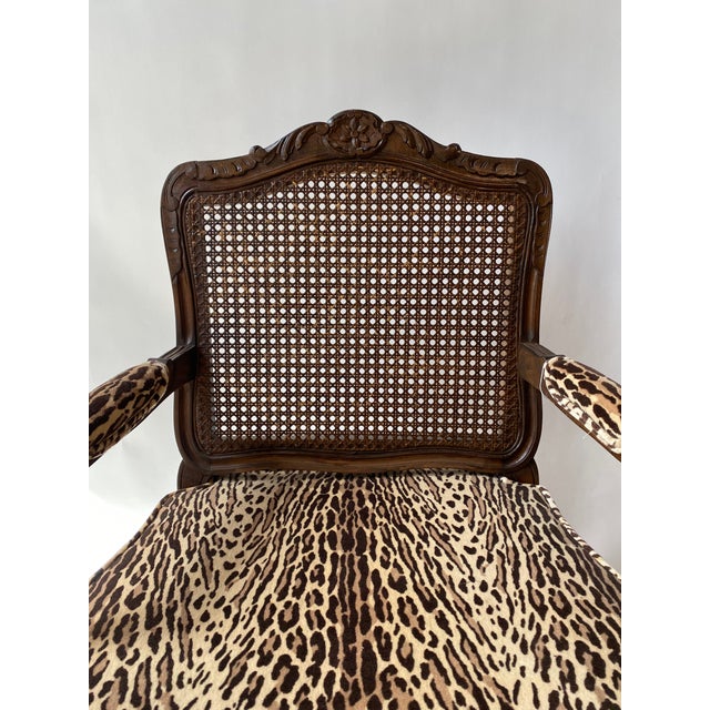 French Mid 20th Century Louis XV Style Leopard Upholstered Arm Chair For Sale - Image 3 of 5