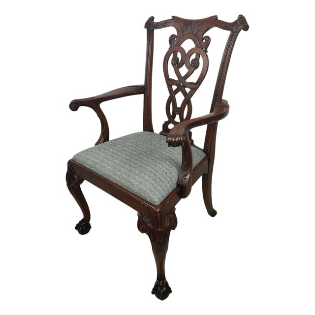 Vintage Maitland-Smith Chippendale Carved Armchair With Ball-and-Claw Feet For Sale