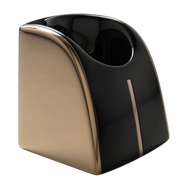 Not Yet Made - Made To Order "Falce" Ice Bucket With Bronze, Stainless Steel, Walnut, Handmade For Sale - Image 5 of 9