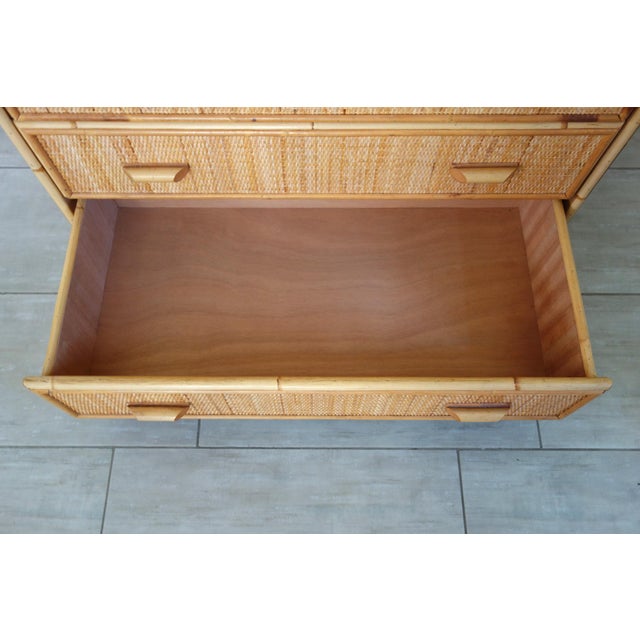 Five-Drawer Chest of Drawers in Wicker and Bamboo, 1970s For Sale - Image 10 of 18