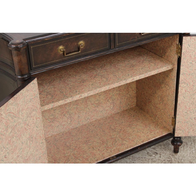 Animal Skin Maitland Smith Leather Wrapped Book Spline Console Cabinet For Sale - Image 7 of 18