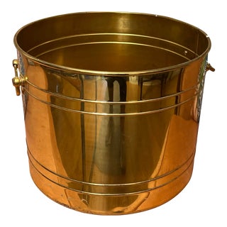 1970s Large Brass Round Planter For Sale