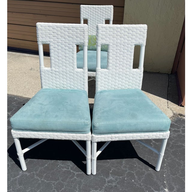 Thomas Pheasant for McGuire 8 Woven Leather Dining Chairs For Sale - Image 10 of 18