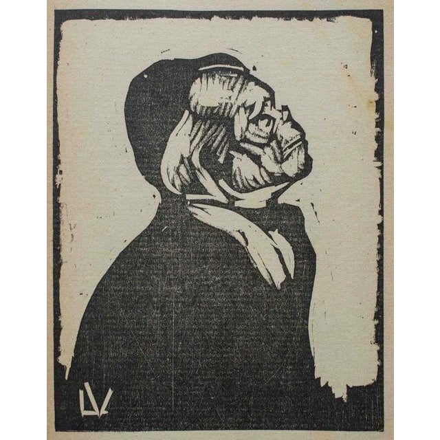 Lorenzo Viani - Elderly Woman - Original Xilograph - 1930 For Sale