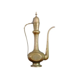 Large Vintage Brass Turkish Ewer Pitcher For Sale