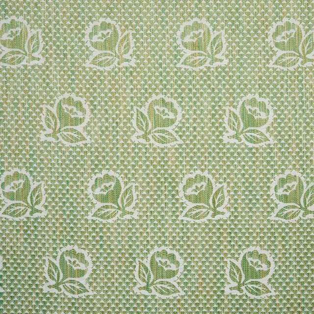 Schumacher Fleurette Fabric in Leaf For Sale