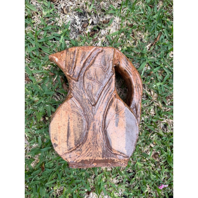 Vintage Signed Sculptural Studio Pottery Pitcher For Sale - Image 9 of 10