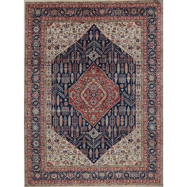 Handwoven Navy Bakhshayesh Style Rug 9'2" X 12'3" For Sale