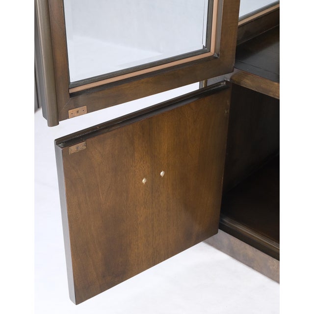 Mastercraft Dome Shape Burl Wood Curio Display Cabinets w Shelves Lights - A Pair For Sale - Image 9 of 12