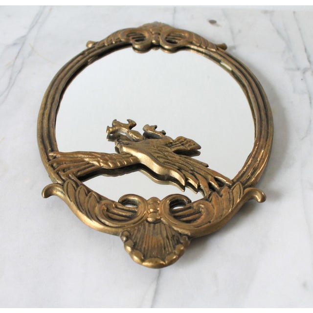 Vintage Oval Brass Federal-Style Wall Mirror W/ Eagle Motif For Sale In Milwaukee - Image 6 of 9