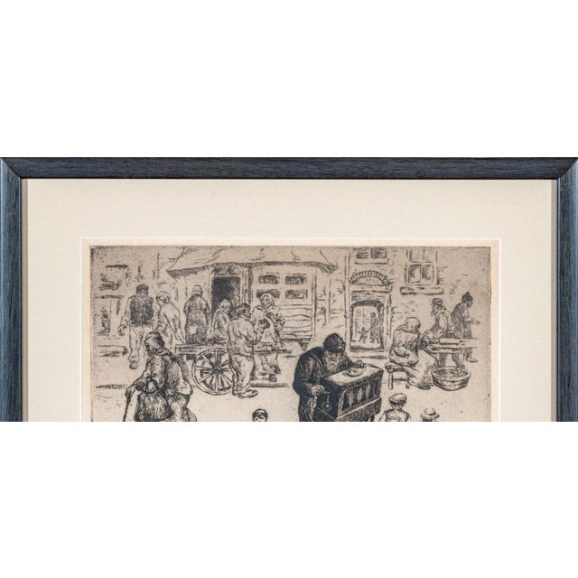 Abraham Phillips Signed Etching Organ Grinder Street Scene 1925 For Sale - Image 4 of 14