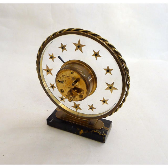 Mid-Century Modern Starry Table Clock in Marble, Brass and Glass by Bayard and Lalique, 1950s For Sale - Image 3 of 14
