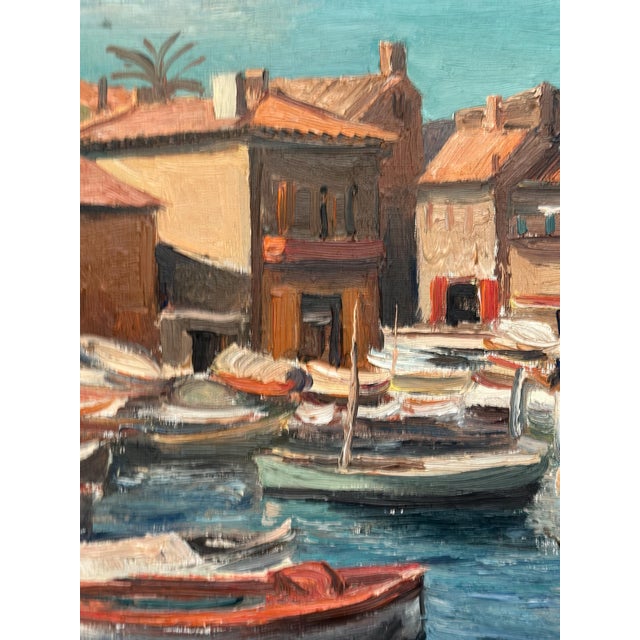 Ellis Wallin, Boats in the Harbor, 1950s, Oil on Canvas, Framed For Sale - Image 7 of 18